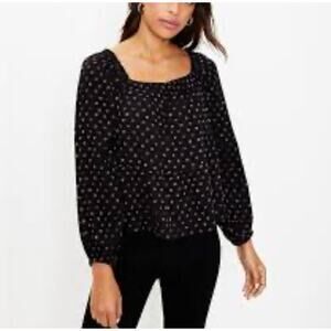 Ann Taylor Loft NWT Shimmer Dot Square Neck Peplum Blouse Size M